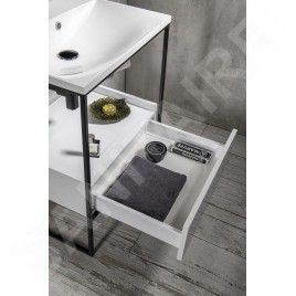 Sapho Ska - Console pour lavabo 595x850x455 mm, 1 tiroir, noir mat/blanc SKA601