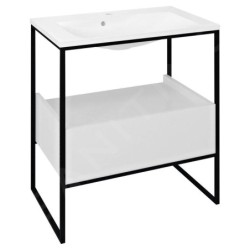 Sapho Ska - Console pour lavabo 745x850x455 mm, 1 tiroir, noir mat/blanc SKA602