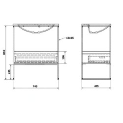 Sapho Ska - Console pour lavabo 745x850x455 mm, 1 tiroir, noir mat/blanc SKA602