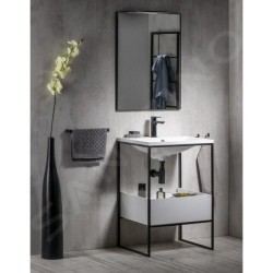 Sapho Ska - Console pour lavabo 745x850x455 mm, 1 tiroir, noir mat/blanc SKA602