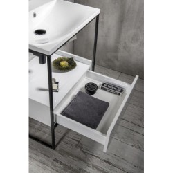 Sapho Ska - Console pour lavabo 745x850x455 mm, 1 tiroir, noir mat/blanc SKA602
