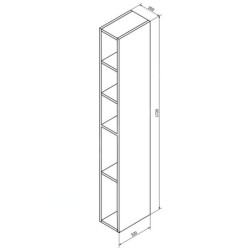 Sapho Espace - Armoire à étagères ouverte 200x1720x320 mm, pin rustique ESC100-1616