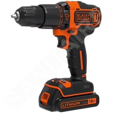 BLACK+DECKER Outillage - Perceuse à percussion sans fil 18 V, 2 batteries 1,5 Ah BDCHD18KB-QW