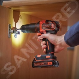 BLACK+DECKER Outillage - Perceuse à percussion sans fil 18 V, 2 batteries 1,5 Ah BDCHD18KB-QW