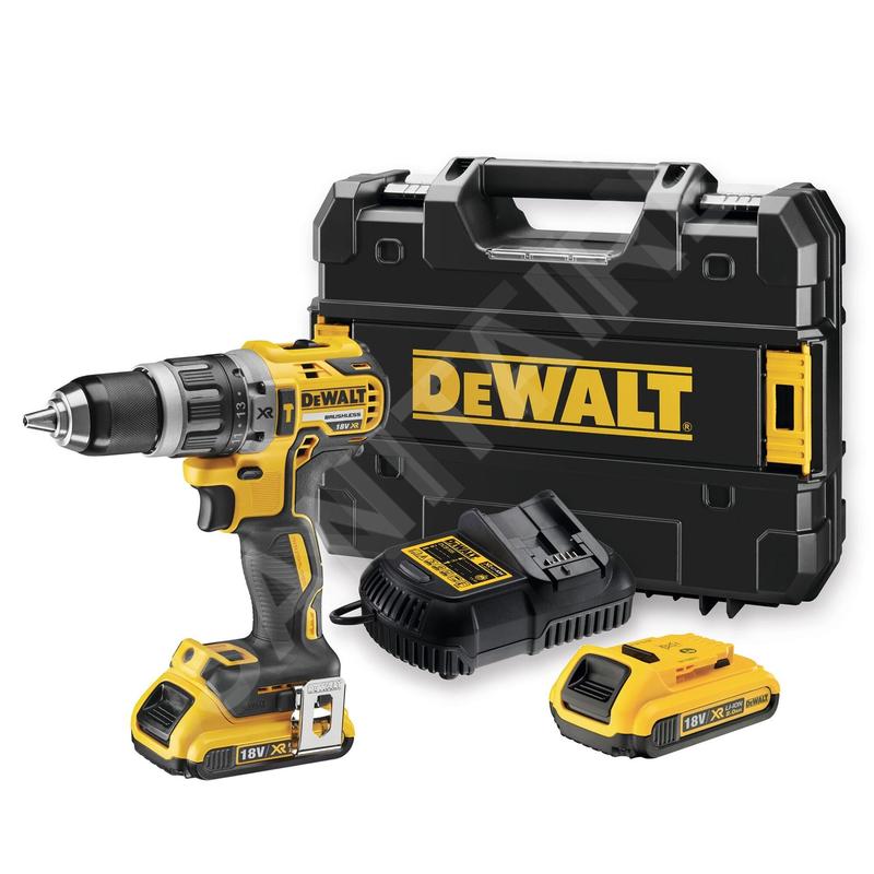 DeWALT Outillage - Perceuse-visseuse à percussion sans fil 18V, 2 batteries 2Ah XR DCD796D2