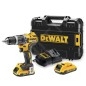 DeWALT Outillage - Perceuse-visseuse à percussion sans fil 18V, 2 batteries 2Ah XR DCD796D2