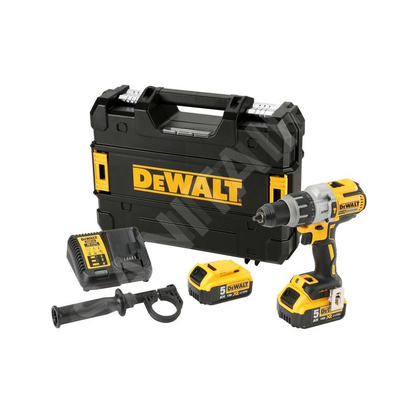 DeWALT Outillage - Perceuse-visseuse à percussion sans fil 18V, 2 batteries 5,0 Ah Li-lon, chargeur DCD996P2