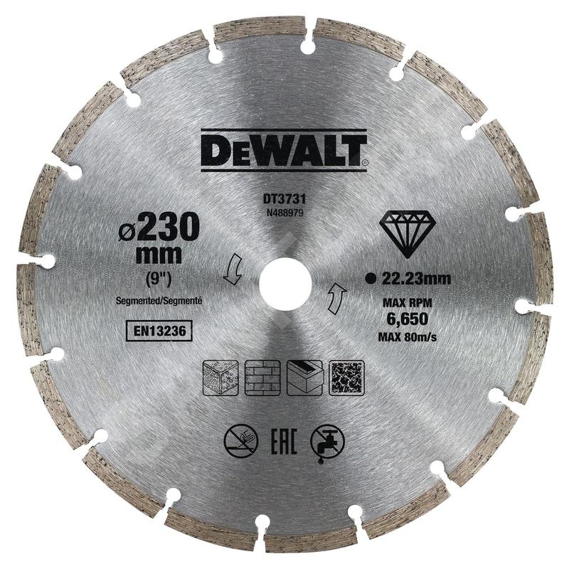 DeWALT Accessoires - Lame de scie diamantée segmentée 230 x 22,2 mm pour cloisons sèches DT3731
