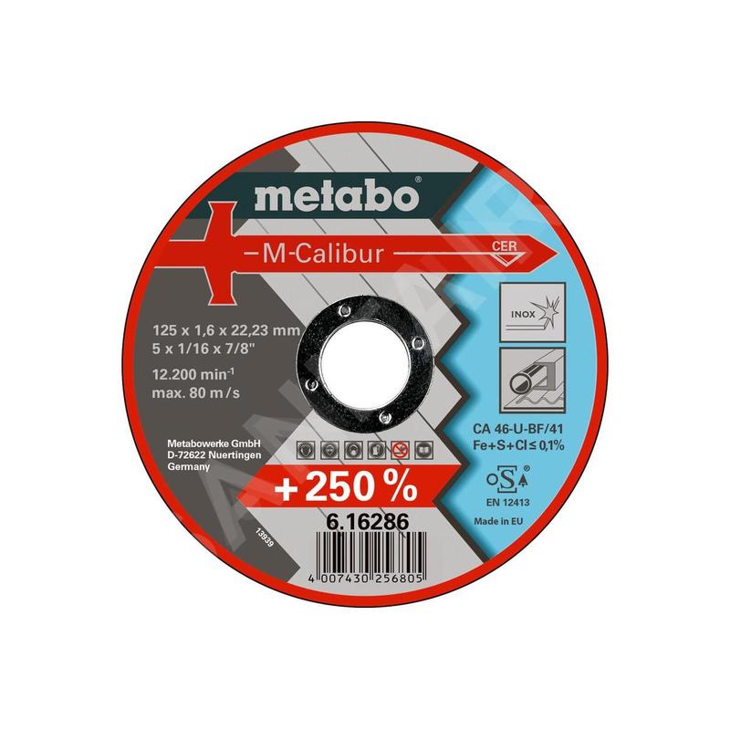 Metabo Accessoires - Meule de tronçonnage pour acier inoxydable M-Calibur Super 125 x 1,6 x 22, 23 mm 616286000