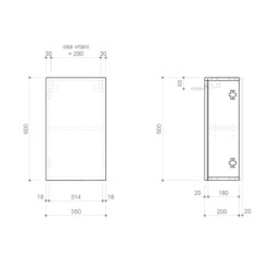 Sapho Espace - Meuble 350x600x220 mm, 1 porte gauche/droite, blanc mat ESC430-3131
