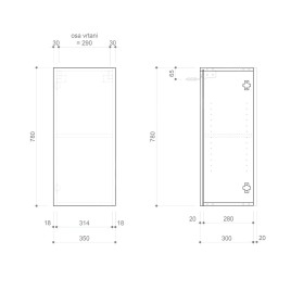 Sapho Espace - Armoire 350x780x320 mm, 1 porte gauche/droite, blanc mat ESC630-3131