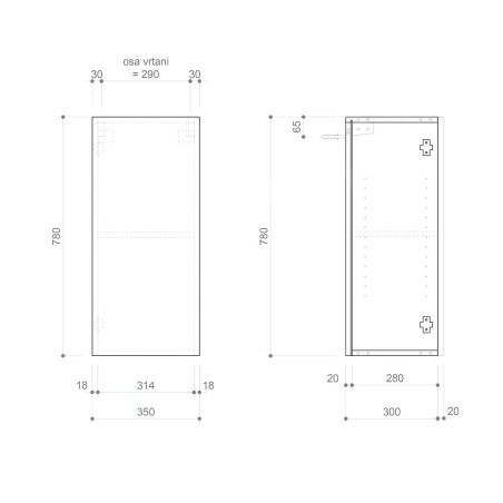 Sapho Espace - Armoire 350x780x320 mm, 1 porte gauche/droite, blanc mat ESC630-3131