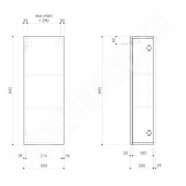 Sapho Espace - Armoire 350x940x220 mm, 1 porte gauche/droite, blanc mat ESC110-3131
