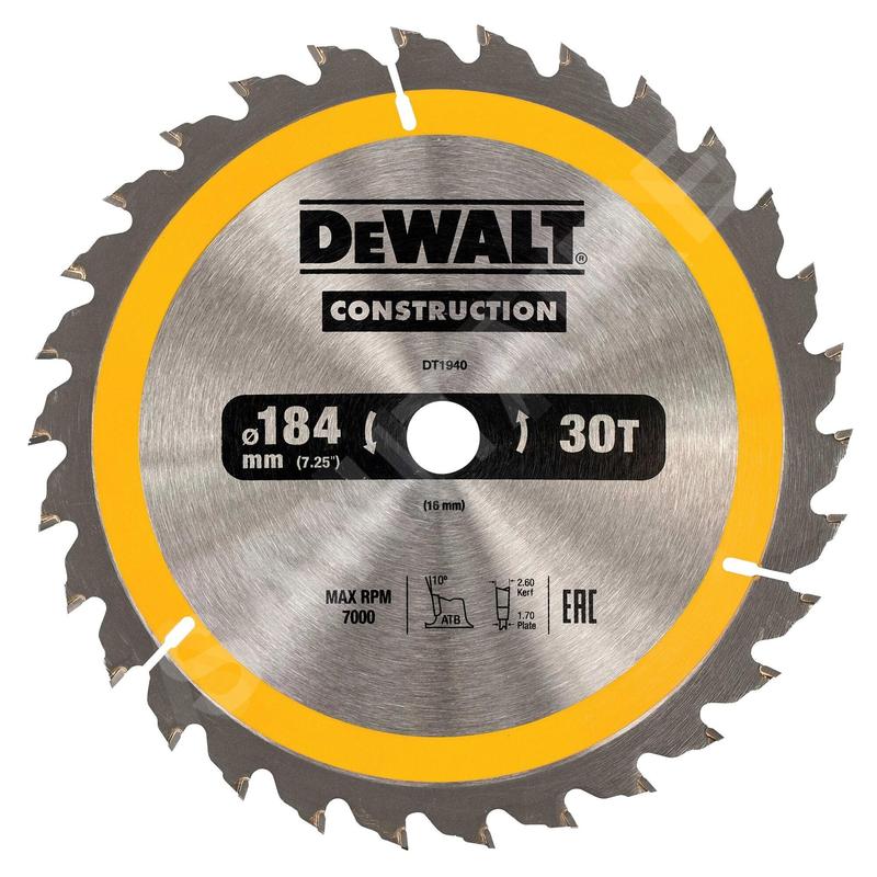 DeWALT Accessoires - Lame de scie circulaire 184 x 16 mm, 30 dents DT1940