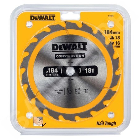 DeWALT Accessoires - Lame de scie circulaire 184 x 16 mm, 18 dents DT1938