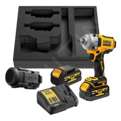 DeWALT Outillage - Clé à chocs sans fil 18V, 2 batteries 5,0 Ah XR, housse en caoutchouc, chargeur DCF891P2G