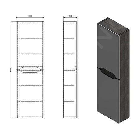 Sapho Wave - Armoire 400x1400x200 mm, 2 portes, blanc WA250-3030
