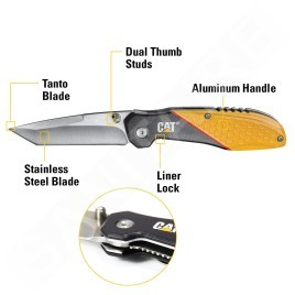 Caterpillar Outils - Couteau de poche pliant avec lame de type Tanto CT980047