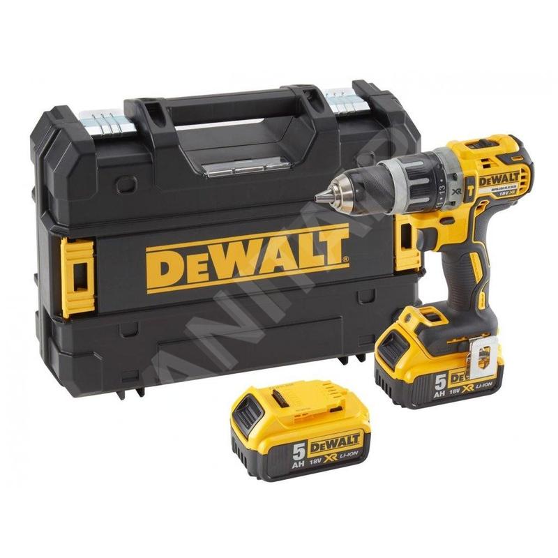 DeWALT Outillage - Perceuse-visseuse à percussion compacte XR 18V 5Ah, 2 batteries DCD796P2