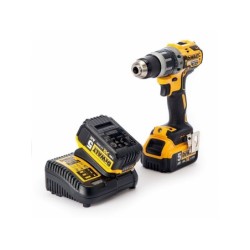 DeWALT Outillage - Perceuse-visseuse à percussion compacte XR 18V 5Ah, 2 batteries DCD796P2
