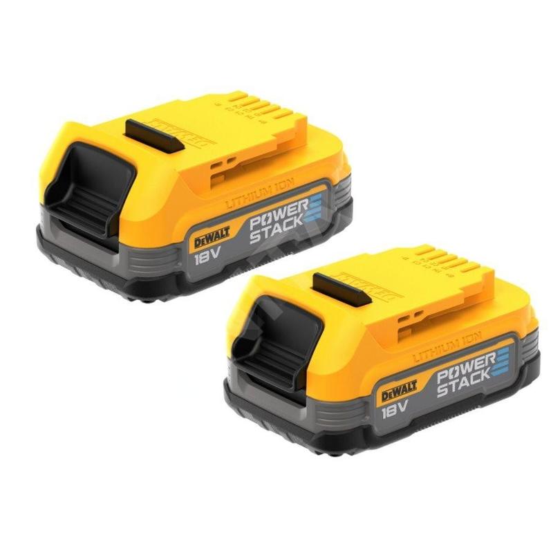 DeWALT Accessoires - Lot de 2 batteries de rechange 18V POWERSTACK, 1,7 Ah DCBP034E2