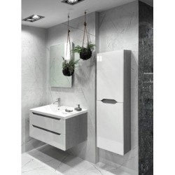 Sapho Wave - Armoire 400x1400x200 mm, 2 portes, blanc/chêne argenté WA250-3011