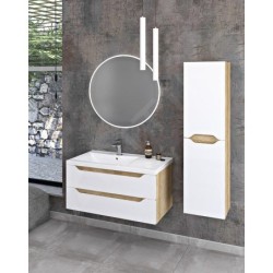 Sapho Wave - Armoire 400x1400x200 mm, 2 portes, blanc/chêne argenté WA250-3011