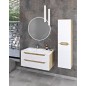 Sapho Wave - Armoire 400x1400x200 mm, 2 portes, blanc/chêne argenté WA250-3011