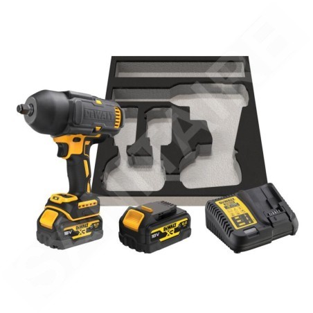 DeWALT Outillage - Clé à chocs AKU 18V, 2x batterie 5,0 Ah XR, housse en caoutchouc, chargeur DCF900P2G
