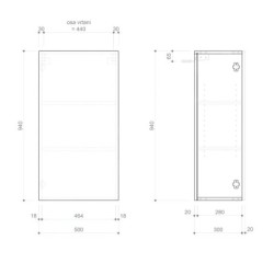 Sapho Espace - Armoire 500x940x320 mm, 1 porte gauche/droite, blanc mat ESC850-3131