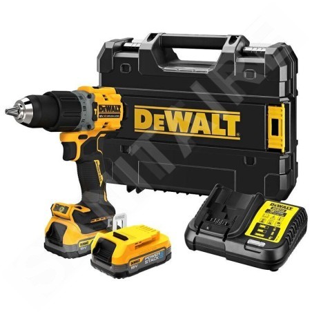 DeWALT Outillage - Perceuse-visseuse à percussion  18V 1,7Ah POWERSTACK DCD805E2T