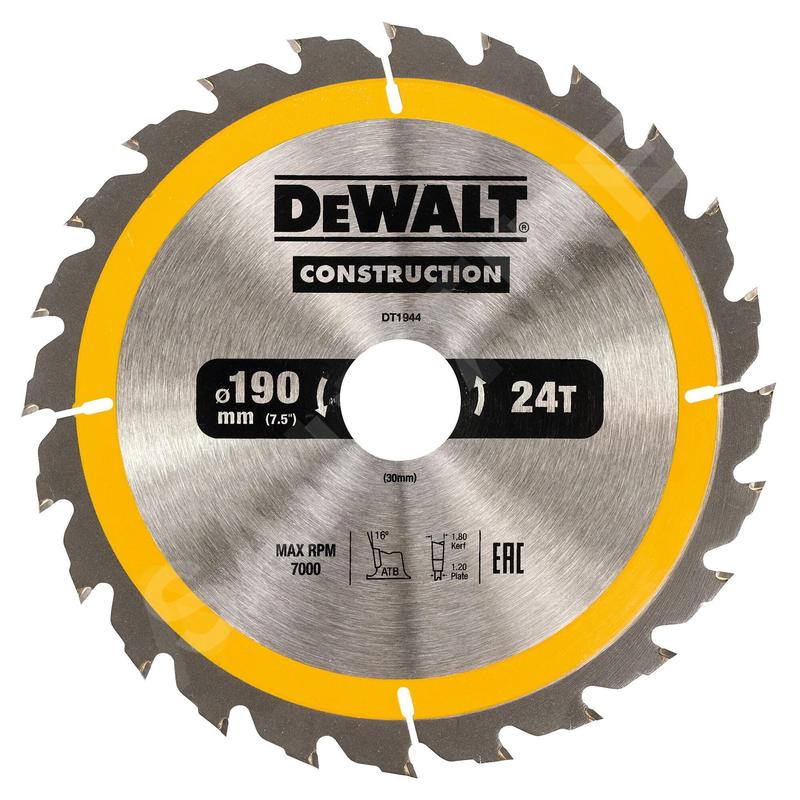 DeWALT Accessoires - Lame de scie circulaire 190 x 30 mm, 24 dents DT1944