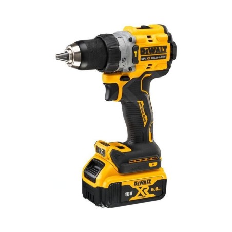 DeWALT Outillage - Perceuse-visseuse à percussion compacte XR 18V 5Ah, 2 batteries DCD805P2T