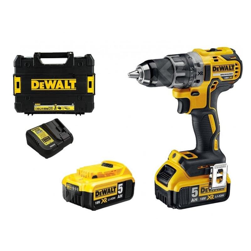 DeWALT Outillage - Perceuse-visseuse compacte sans fil 18V, 2 batteries 5Ah XR DCD791P2