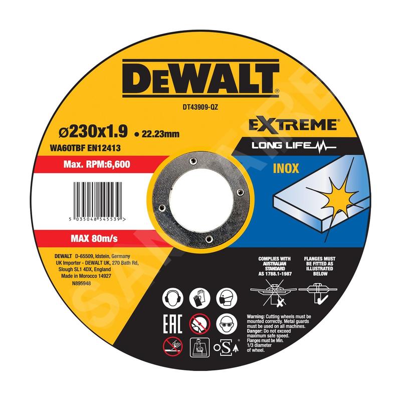 DeWALT Accessoires - Disque à tronçonner 125 × 22,2 × 1,9 mm DT43909