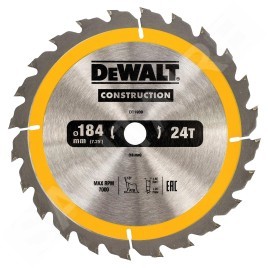 DeWALT Accessoires - Lame de scie circulaire 184 x 16 mm, 24 dents DT1939