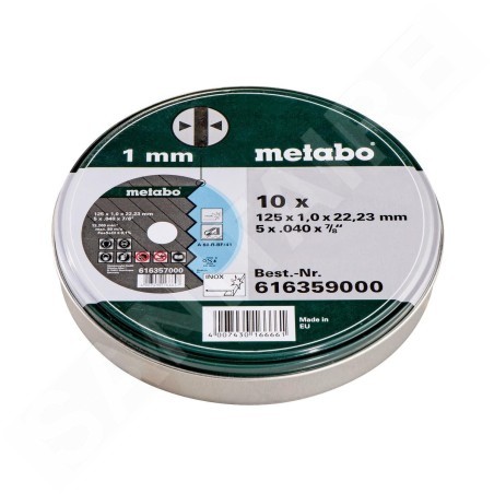 Metabo Accessoires - 10 meules de tronçonnage SP 125 x 1,0 x 22,23 mm 616359000