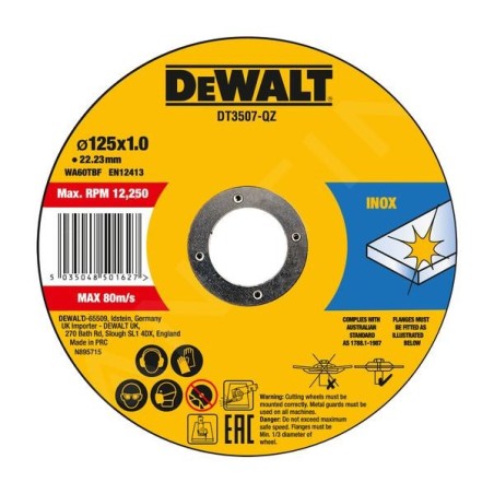 DeWALT Accessoires - Molette de coupe 125 mm, 10 pièces DT3507