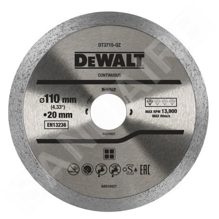 DeWALT Accessoires - Disque diamanté pour le marbre, la porcelaine et le granit 110x20 mm DT3715