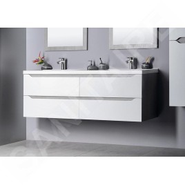 Sapho Wave - Meuble double-lavabo 1500x500x480 mm, blanc/chêne argenté WA150-3011