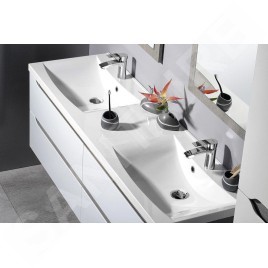 Sapho Wave - Meuble double-lavabo 1500x500x480 mm, blanc/chêne argenté WA150-3011