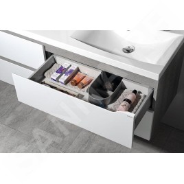 Sapho Wave - Meuble double-lavabo 1500x500x480 mm, blanc/chêne argenté WA150-3011