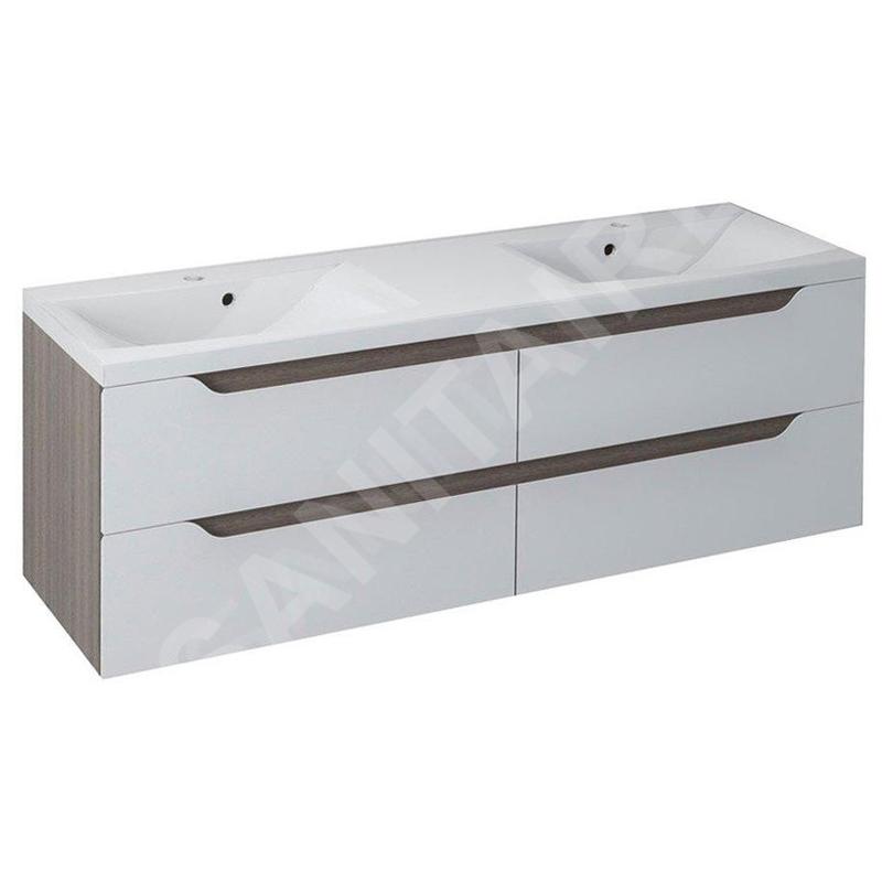 Sapho Wave - Meuble double-lavabo 1500x500x480 mm, blanc/mali wenge WA150-3021 Sapho Wave - Meuble double-lavabo 1500x500x480 mm, blanc/mali wenge WA150-3021