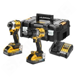 DeWALT Outillage - Set perceuse à percussion et clé à choc sans fil 18V,  2 batteries 5,0 Ah POWERSTACK, chargeur DCK2050H2T