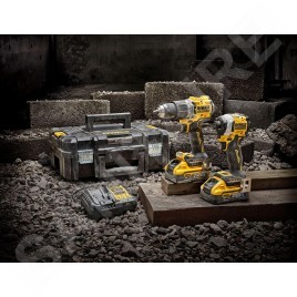 DeWALT Outillage - Set perceuse à percussion et clé à choc sans fil 18V,  2 batteries 5,0 Ah POWERSTACK, chargeur DCK2050H2T