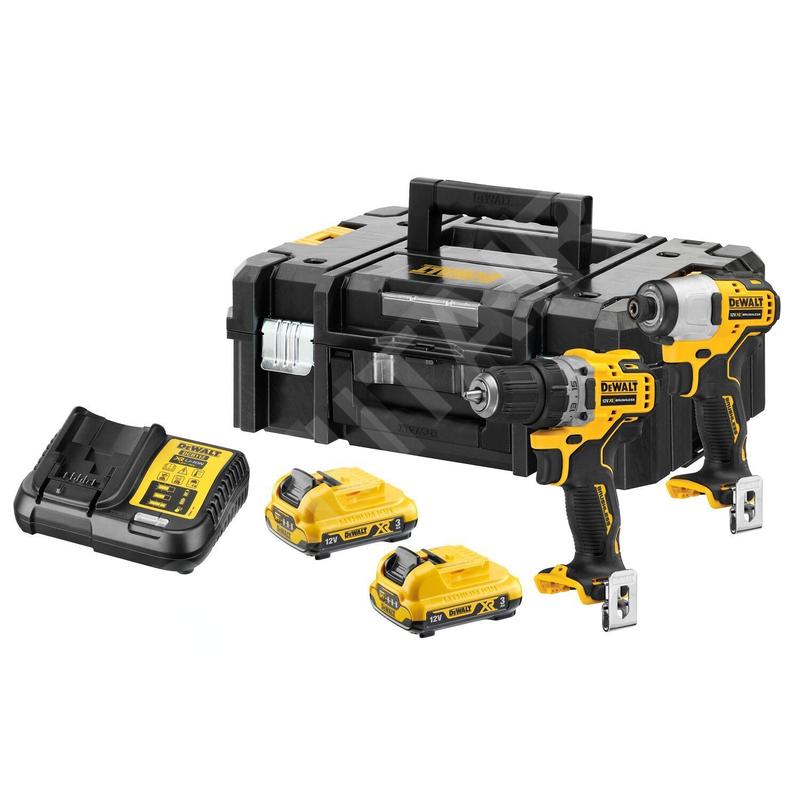 DeWALT Outillage - Set perceuse-visseuse et clé à chocs 12V, 2 batteries 3.0 Ah XR, chargeur DCK2110L2T