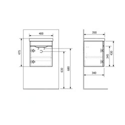 Sapho Ella - Meuble lavabo 375x430x340 mm, 1 porte, gauche, blanc EL040-3030