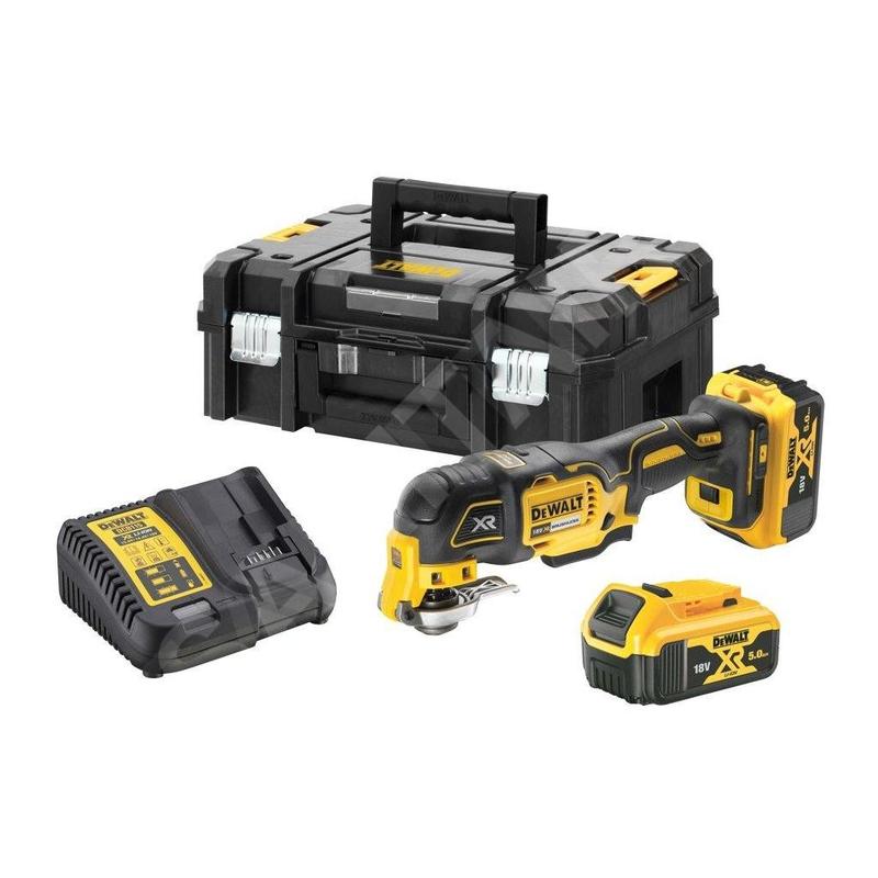 DeWALT Outillage - Meuleuse oscillante sans charbon AKU 18V avec accessoires, 2 batteries XR de 5,0 Ah, chargeur DCS356P2 DeWALT Outillage - Meuleuse oscillante sans charbon AKU 18V avec accessoires, 2 batteries XR de 5,0 Ah, chargeur DCS356P2