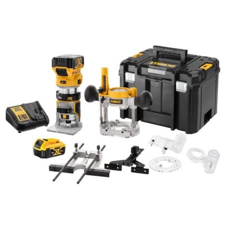 DeWALT Outillage - Fraiseuse combinée AKU 18V 8 mm, 2x batterie 5,0 Ah XR, chargeur DCW604P2