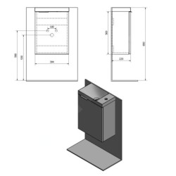 Sapho Latus - Meuble-vasque 394x500x220 mm, 1 porte, chêne Mocca LT110-1212